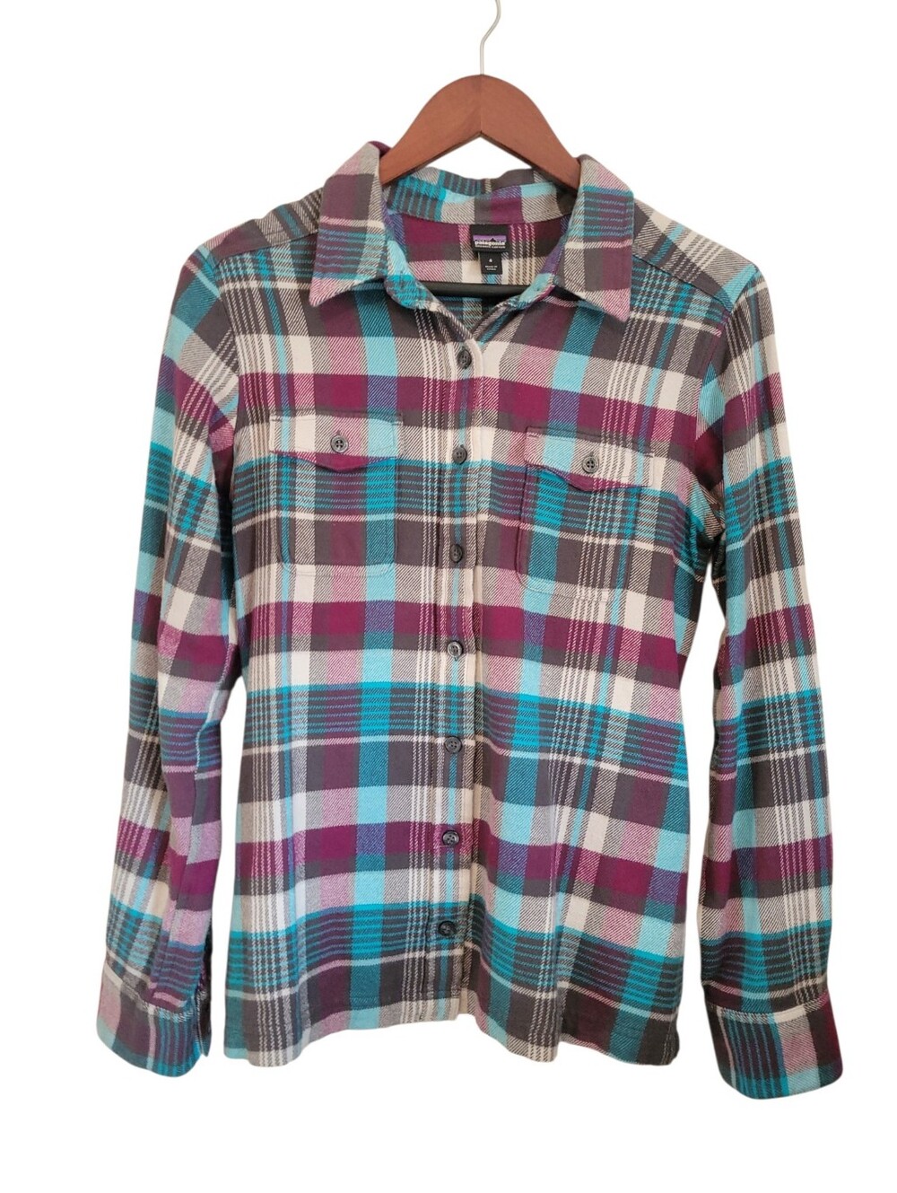 Patagonia Organic Cotton Plaid Flannel Shirt Size 4 Button Down Hiking Outdoors